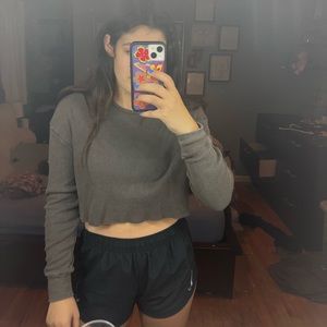 Pacsun Cropped Waffle Long Sleeve Tee